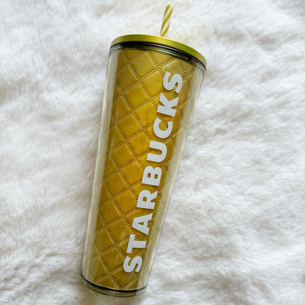 NWT Starbucks Quilted Gold Yellow Tumbler